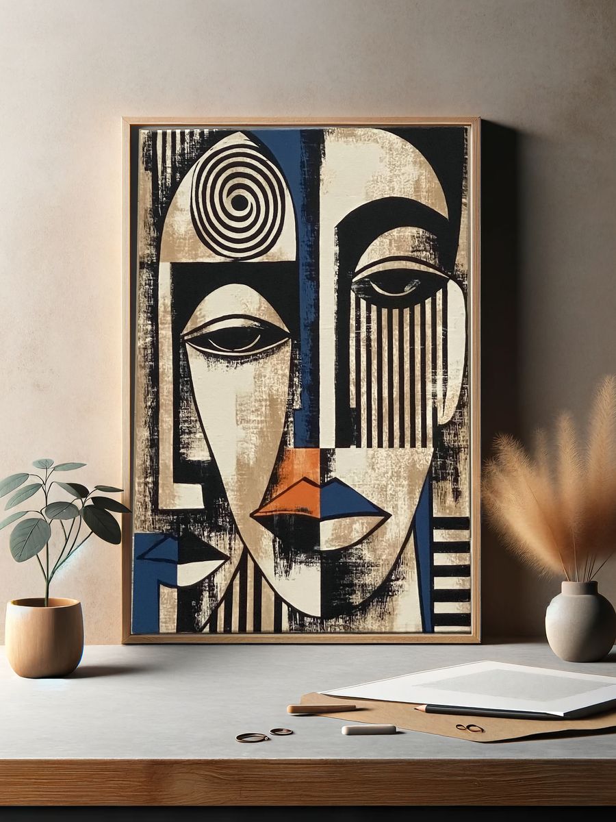 Abstract Faces Fine-Art Poster. — room view 2