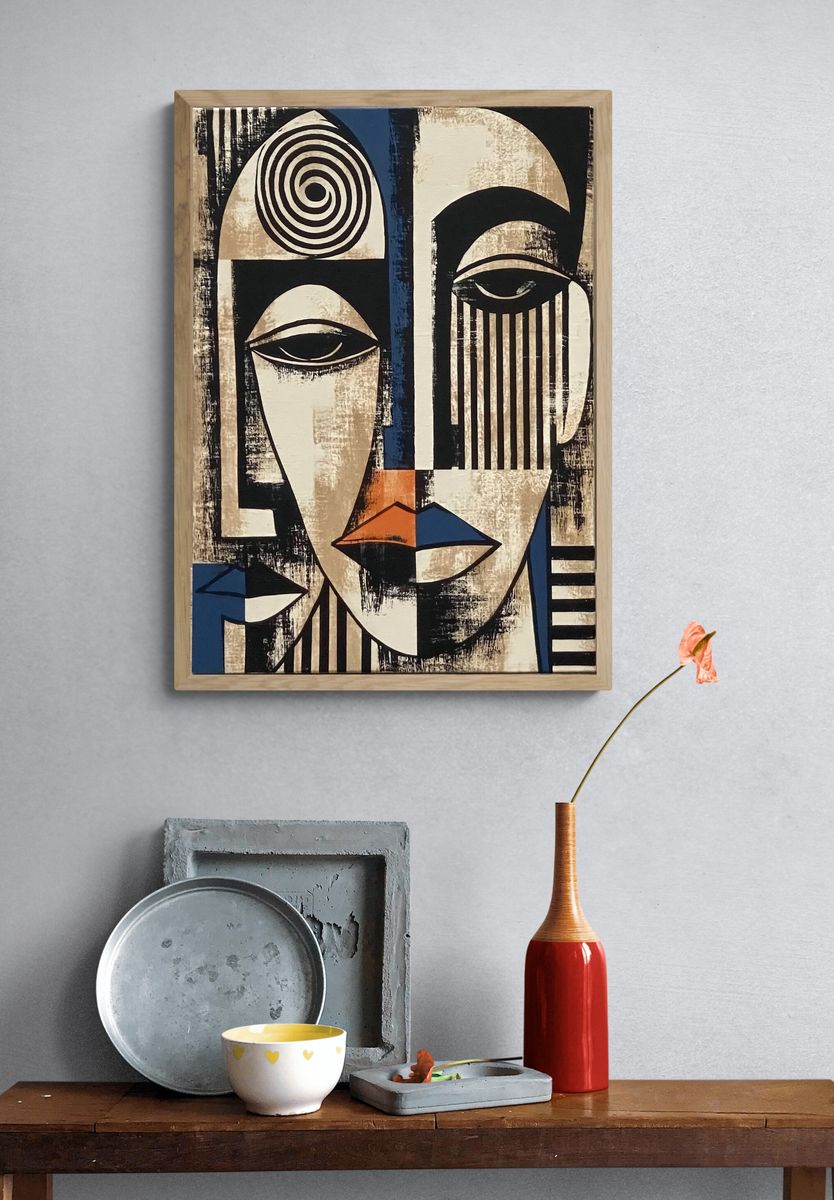 Abstract Faces Fine-Art Poster. — room view 3