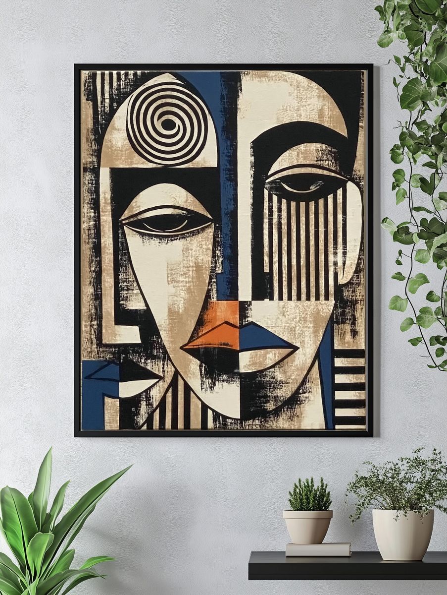 Abstract Faces Fine-Art Poster. — room view 4