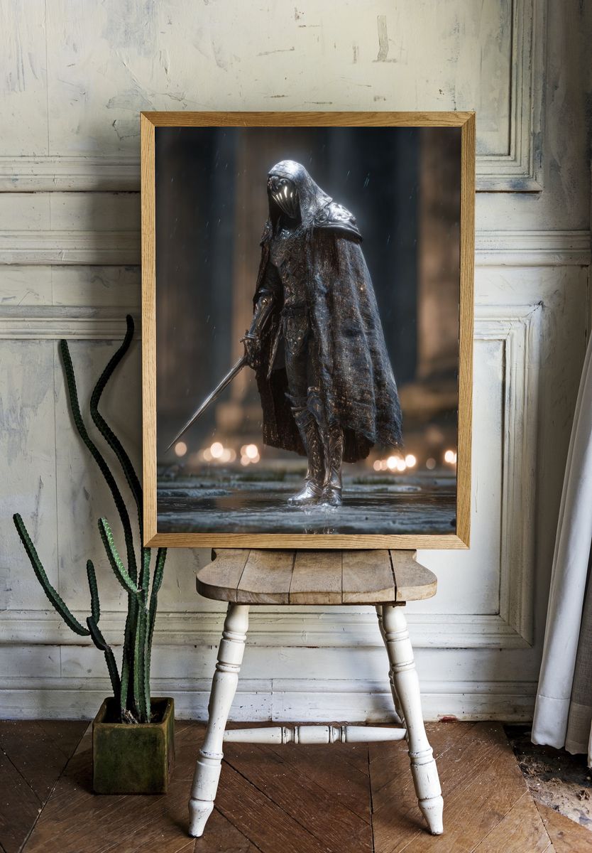 Mysterious Knight — Fantasy Art Print room preview