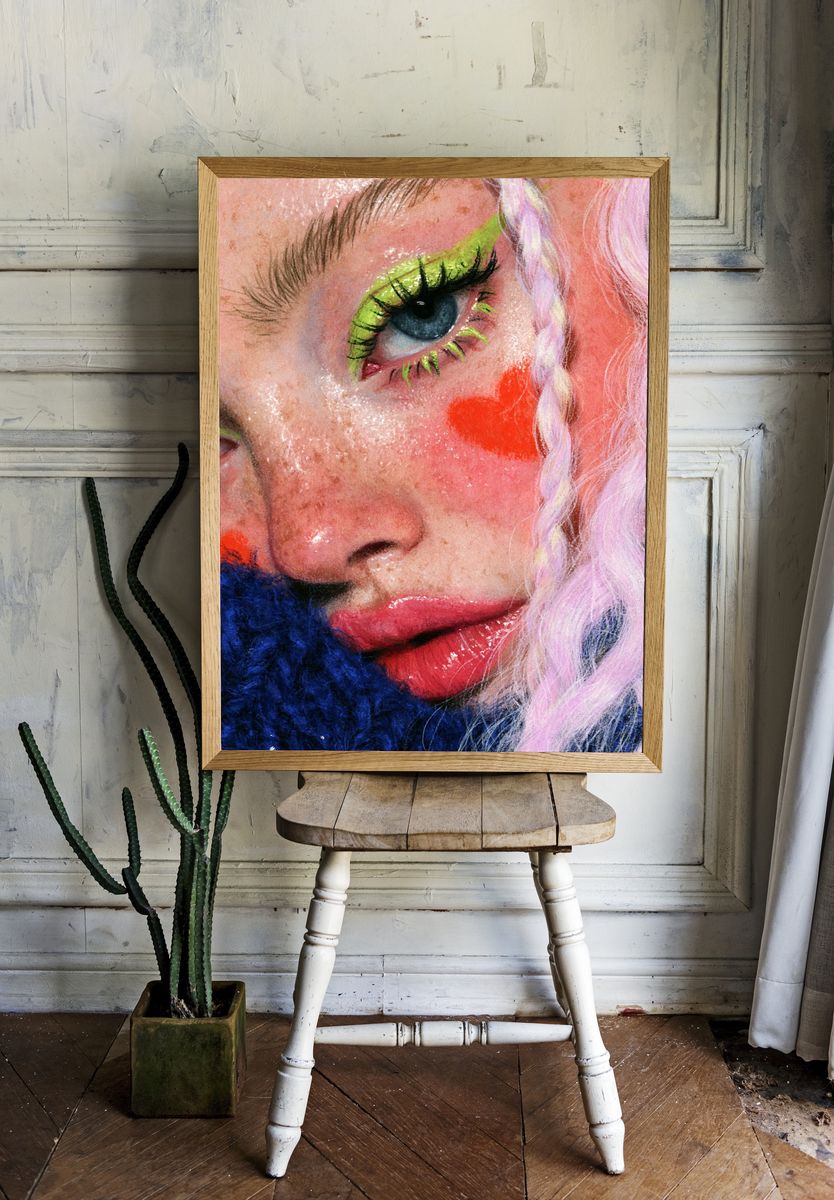 Moody Woman Portrait Watercolor Poster. — room view 1