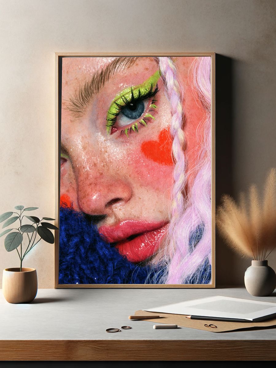 Moody Woman Portrait Watercolor Poster. — room view 2