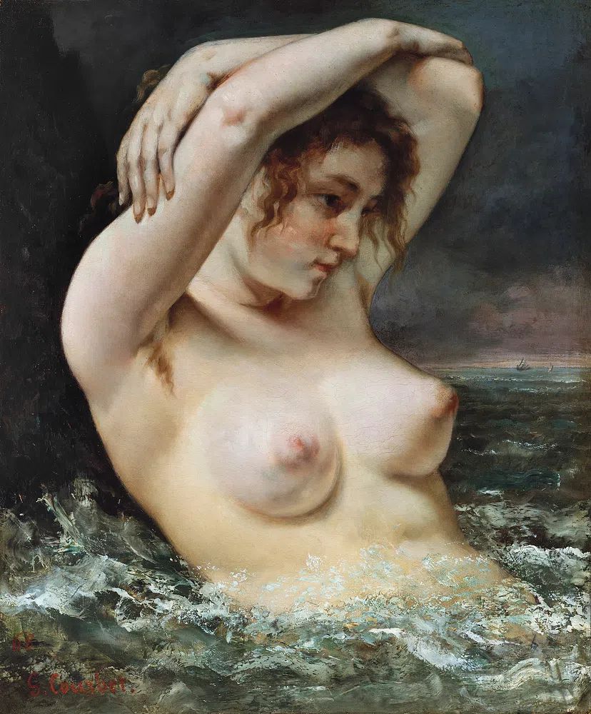 Naked woman showing her breasts. poster detail
