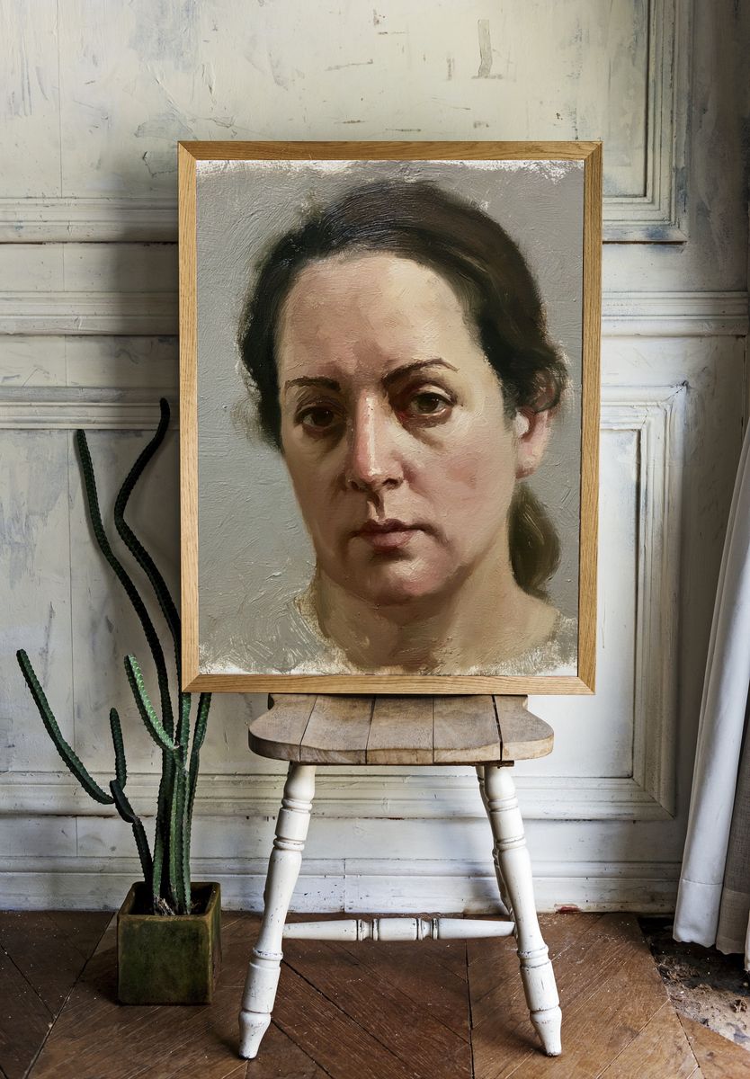 Woman Portrait Oil Painting Poster. — room view 1