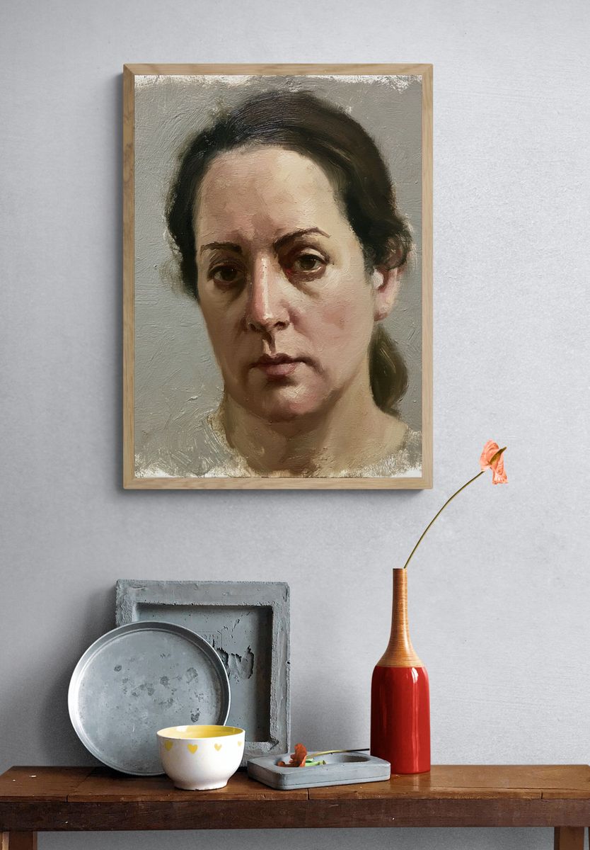 Woman Portrait Oil Painting Poster. — room view 3