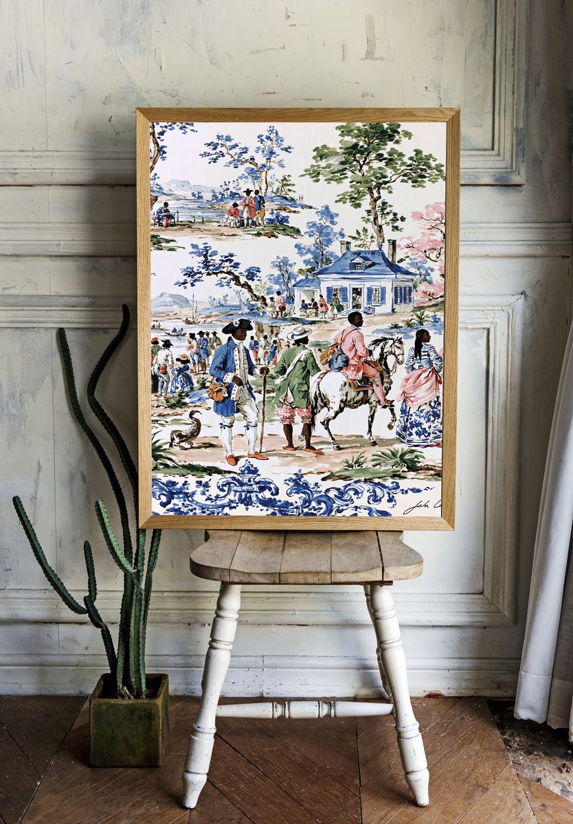 Pastoral Scene Watercolor Print. room preview