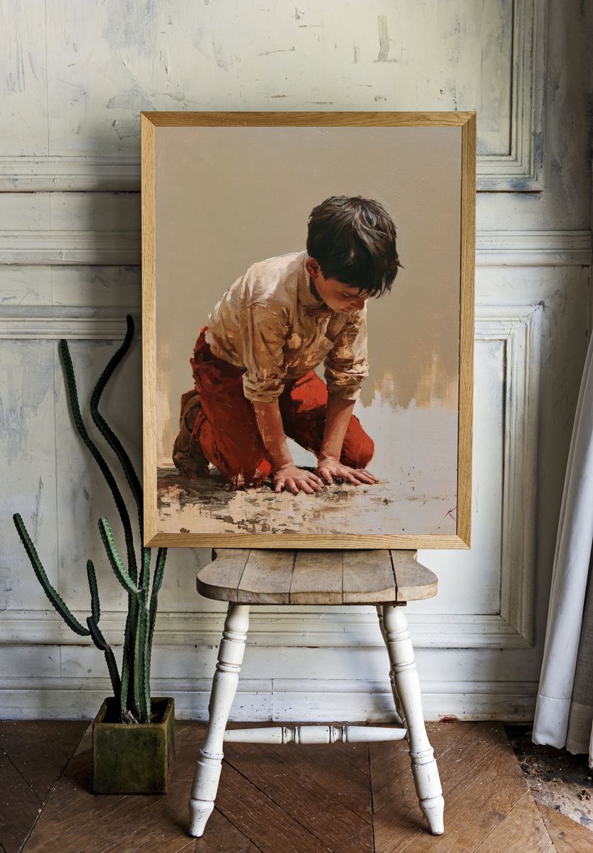 Boy Kneeling Fine-Art Print. — room view 1