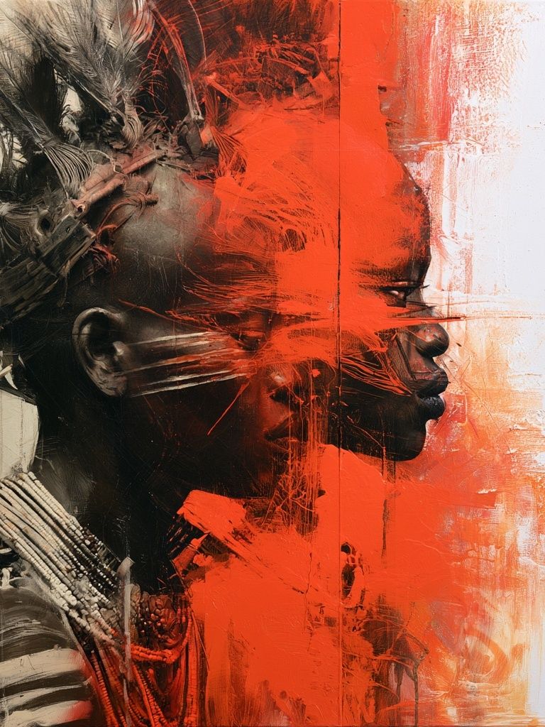 Abstract Tribal Portrait Print. poster — fine-art art