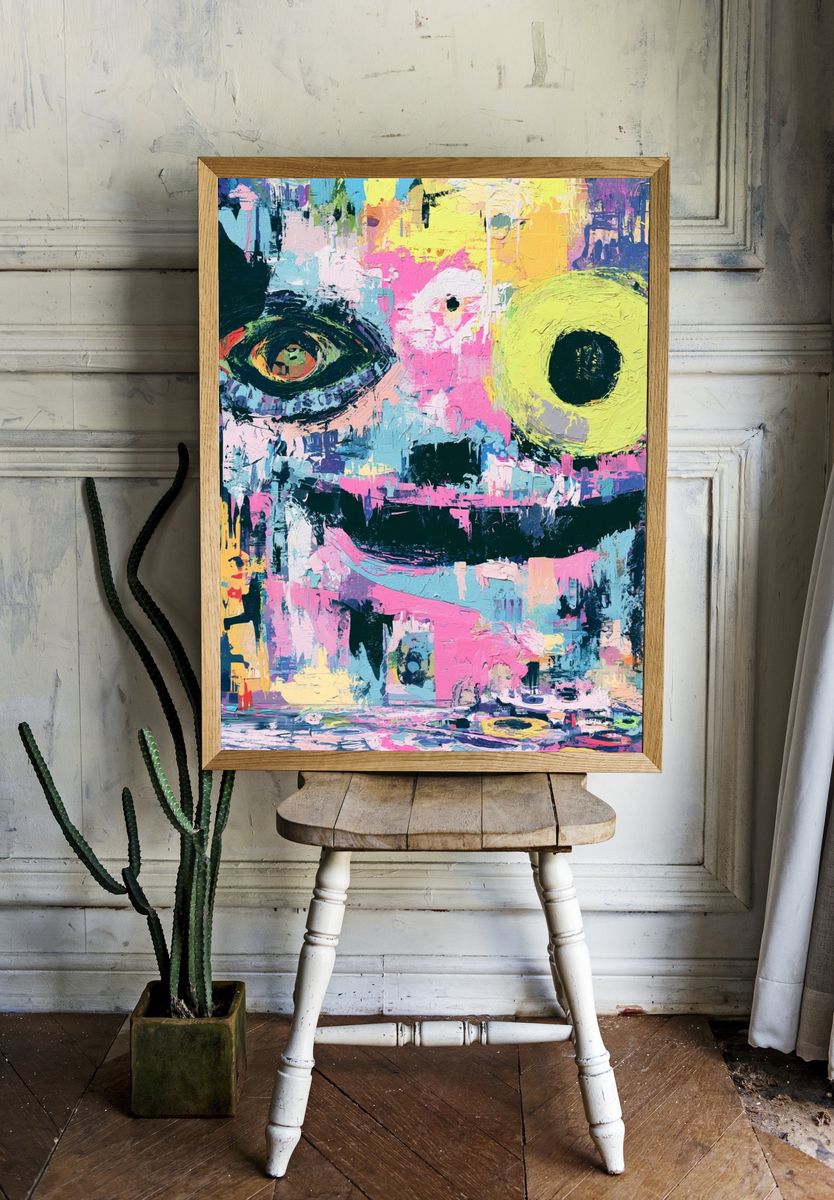 Abstract Face Pop-Art Poster. — room view 1