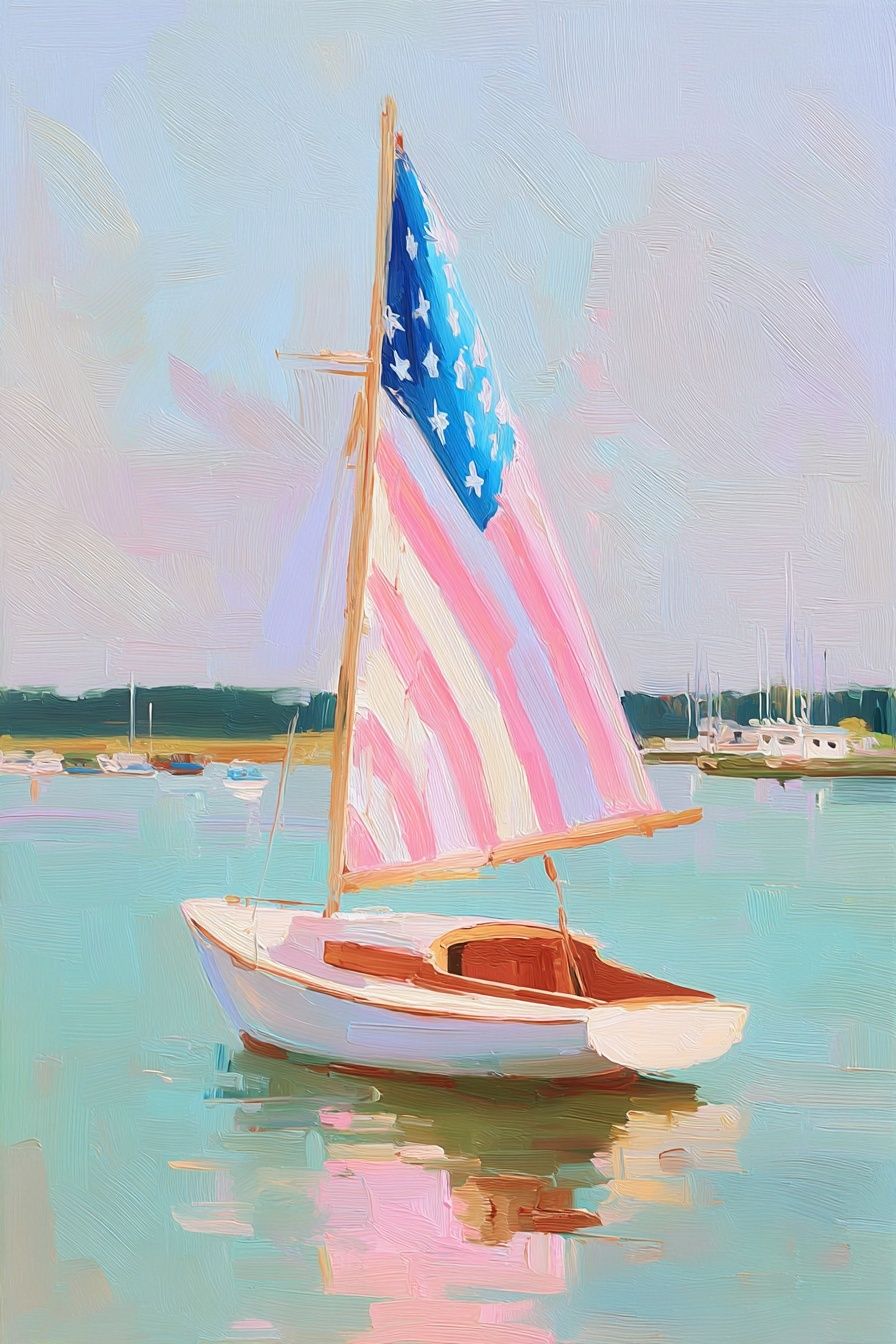 American Sailboat Harbor Print. poster detail