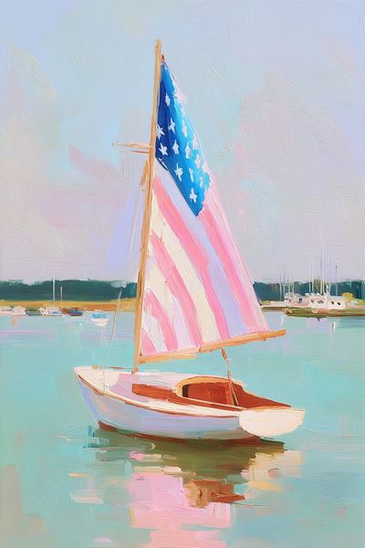 American Sailboat Harbor Print. poster print