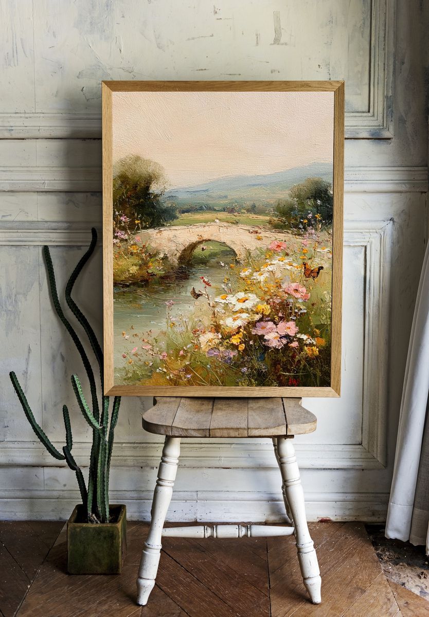 Flower Bridge Landscape Print. room preview