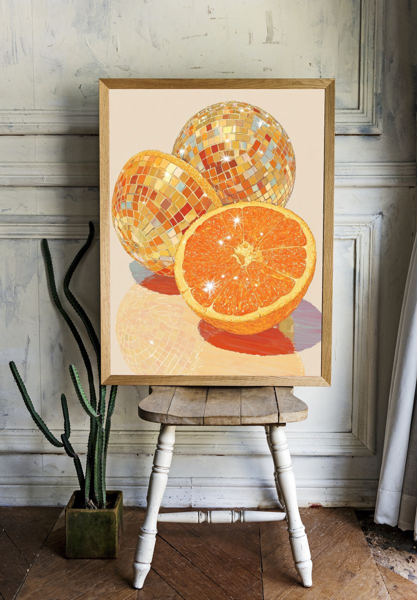 Disco Orange Still Life Poster. room preview
