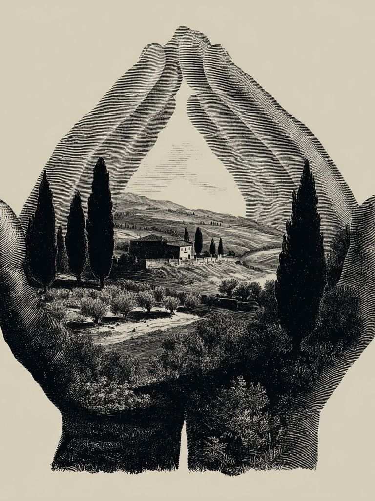 Hands Holding Landscape — Fine Art Print. poster — fine-art art