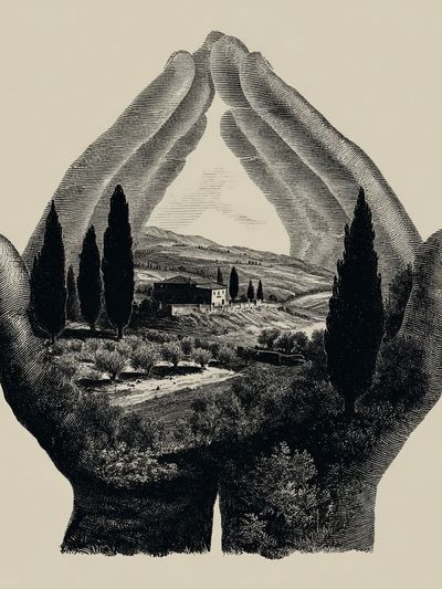 Hands Holding Landscape — Fine Art Print. poster print