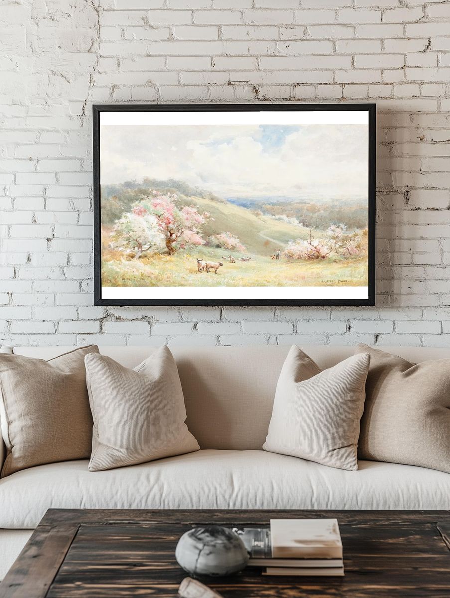 Pastoral Landscape with Sheep — Fine Art Print. — room view 1