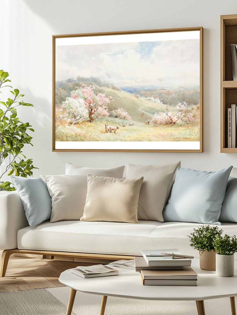 Pastoral Landscape with Sheep — Fine Art Print. — room view 2