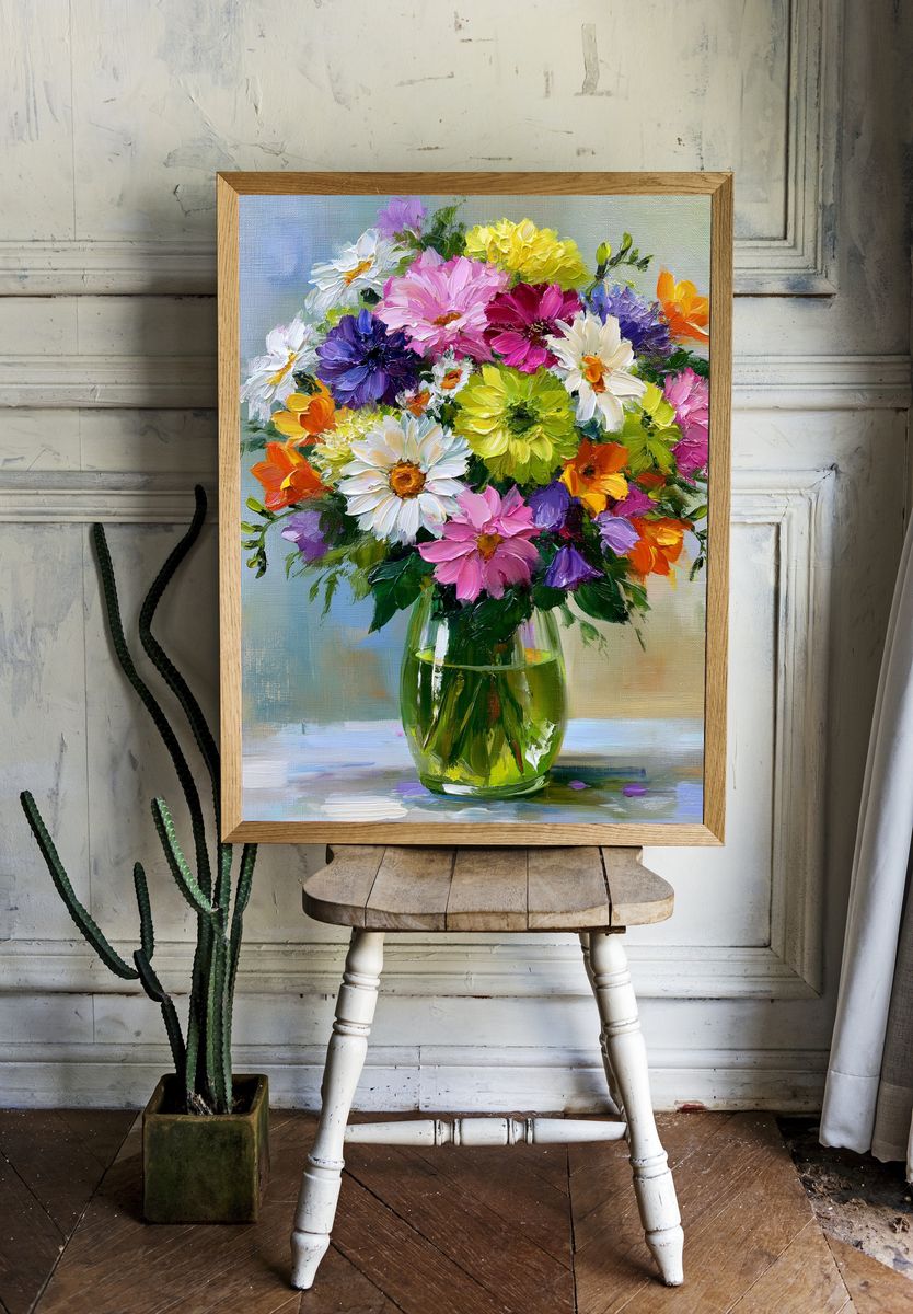 Colorful Floral Bouquet Painting Poster. room preview