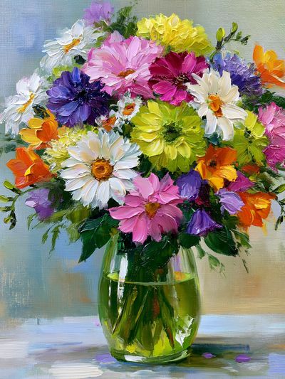 Colorful Floral Bouquet Painting Poster.