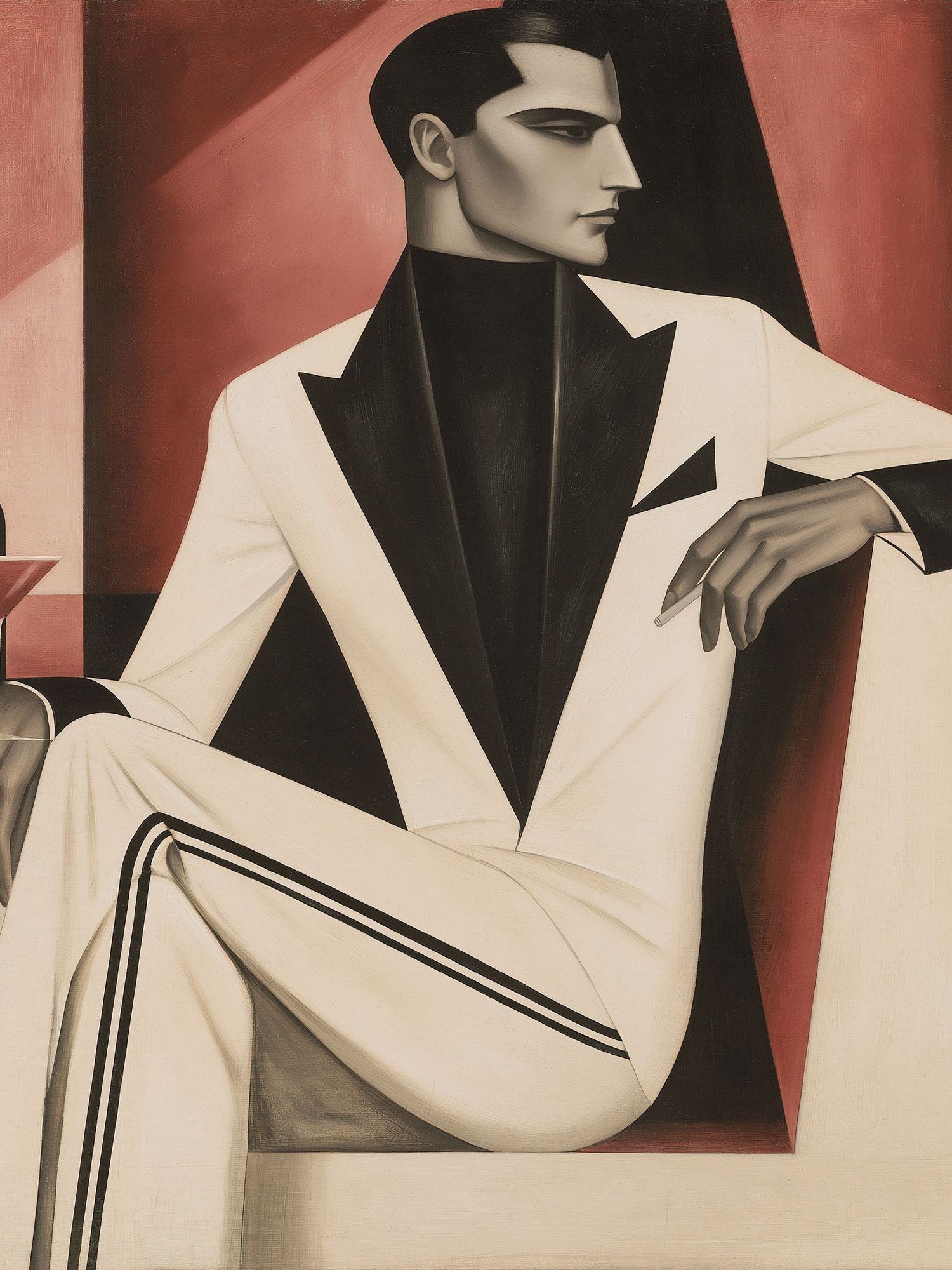 Art Deco Gentleman Portrait Print. poster detail