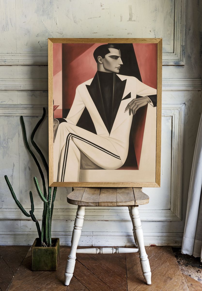 Art Deco Gentleman Portrait Print. — room view 1