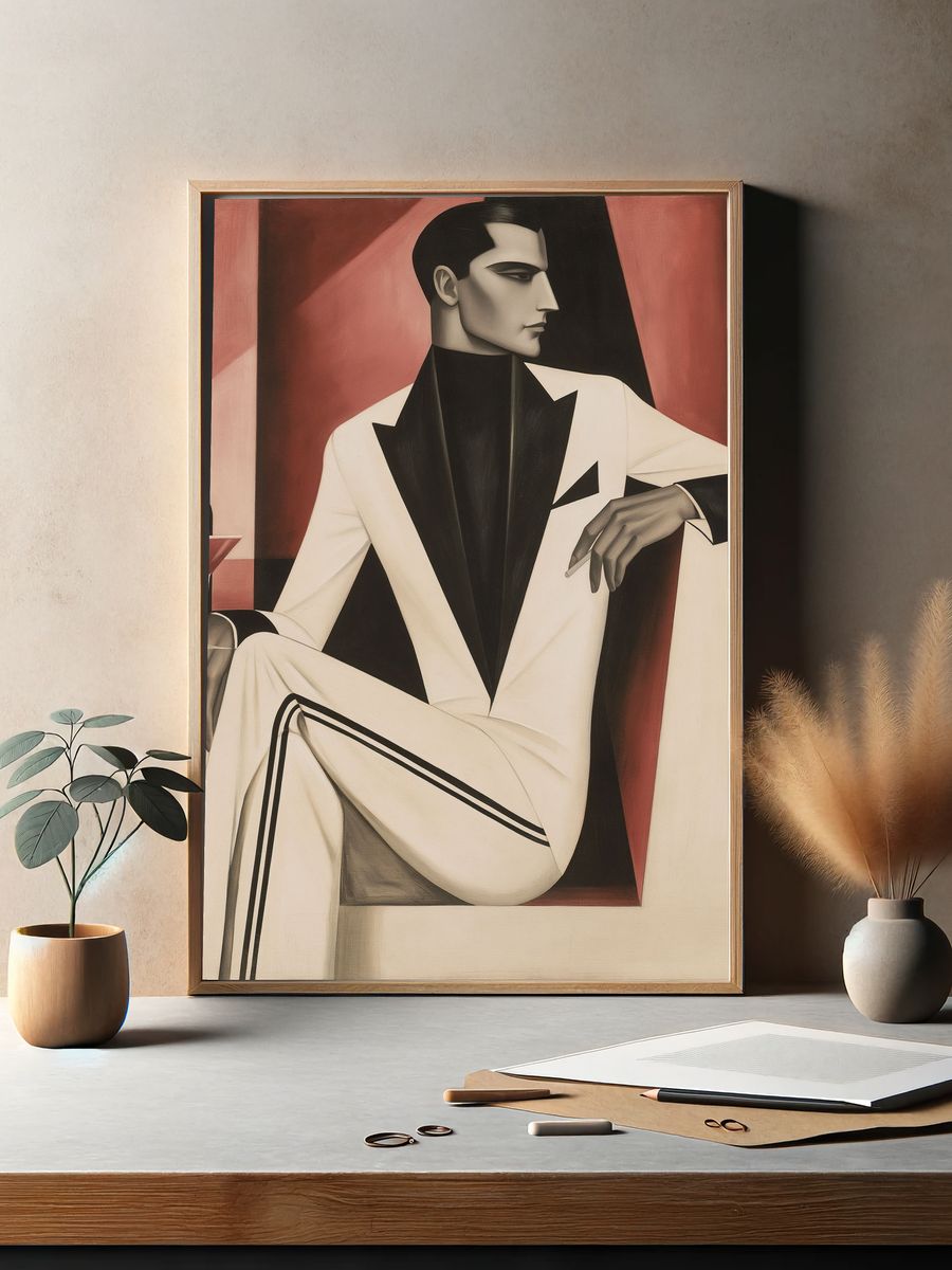 Art Deco Gentleman Portrait Print. — room view 2