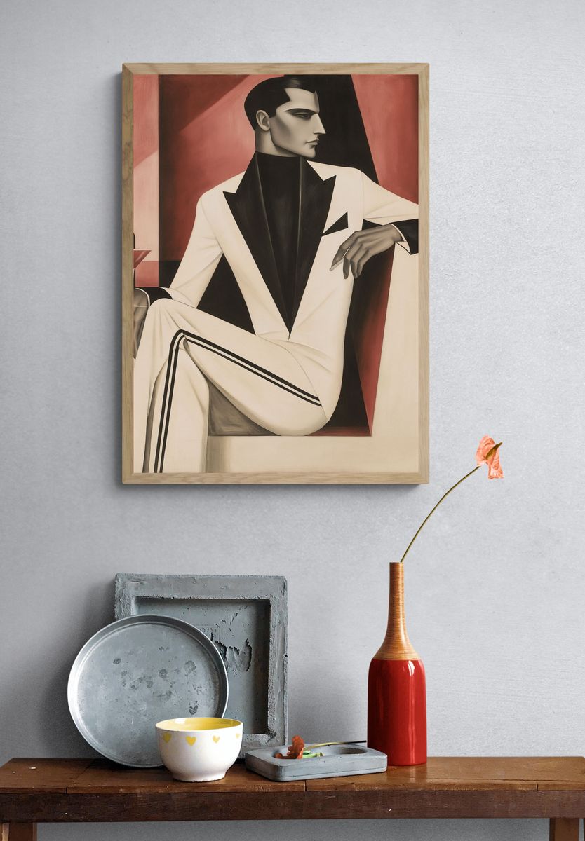 Art Deco Gentleman Portrait Print. — room view 3