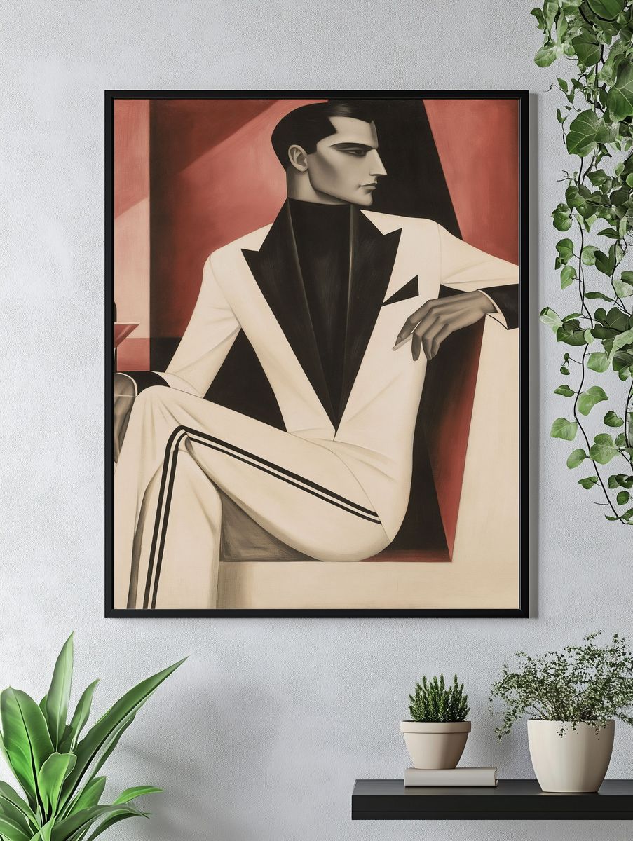Art Deco Gentleman Portrait Print. — room view 4