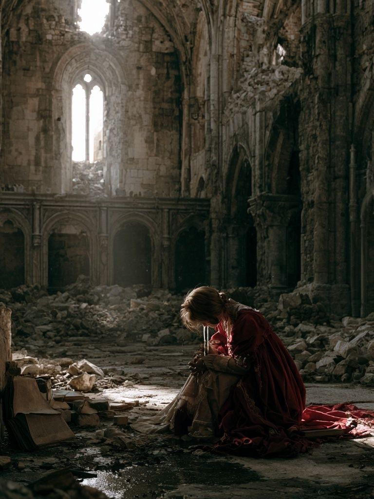 Ruined Cathedral Portrait Print. poster — fine-art art