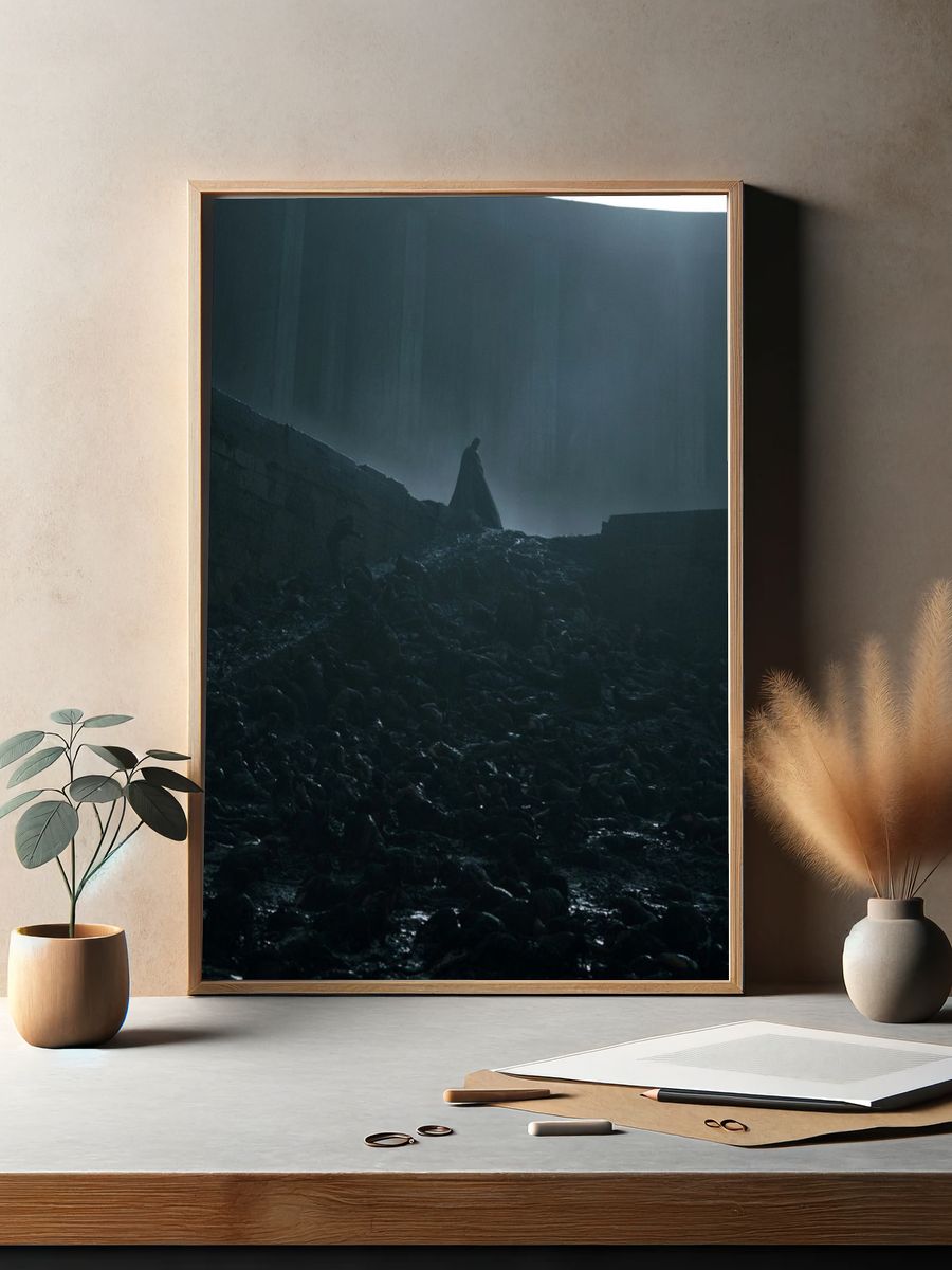 Dark Cloaked Figure — Cinematic Print. — room view 2