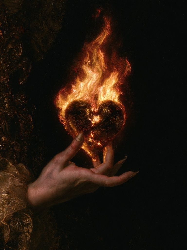 Burning Heart Surrealism Print. poster — fine-art art