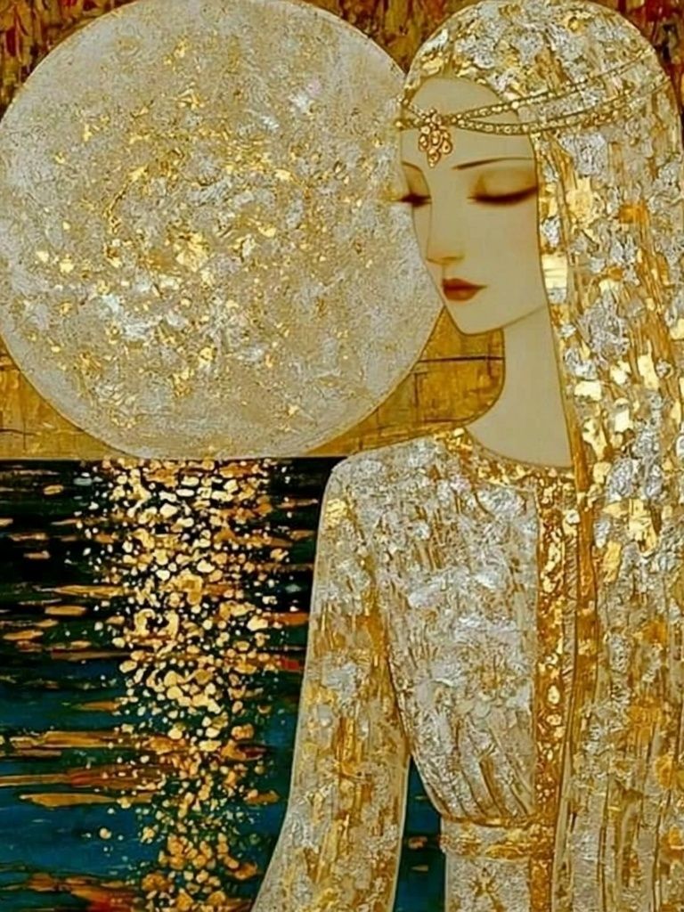 Golden Moon Woman Illustration Poster. poster — fine-art art