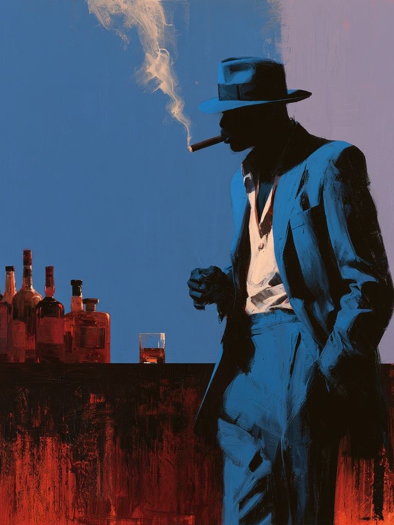 Blue Noir Cigar Lounge Poster. poster detail