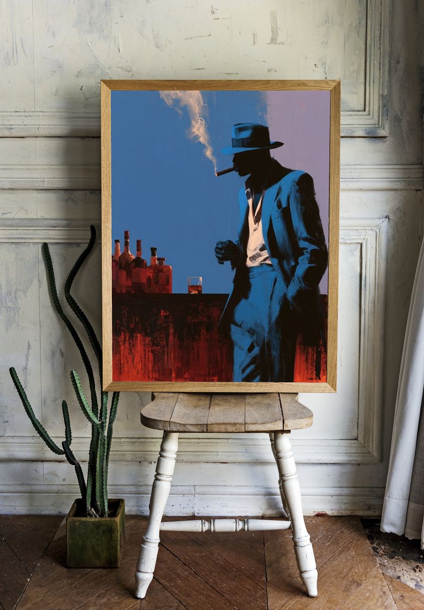 Blue Noir Cigar Lounge Poster. — room view 1