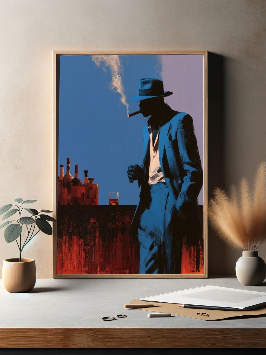 Blue Noir Cigar Lounge Poster. — room view 2