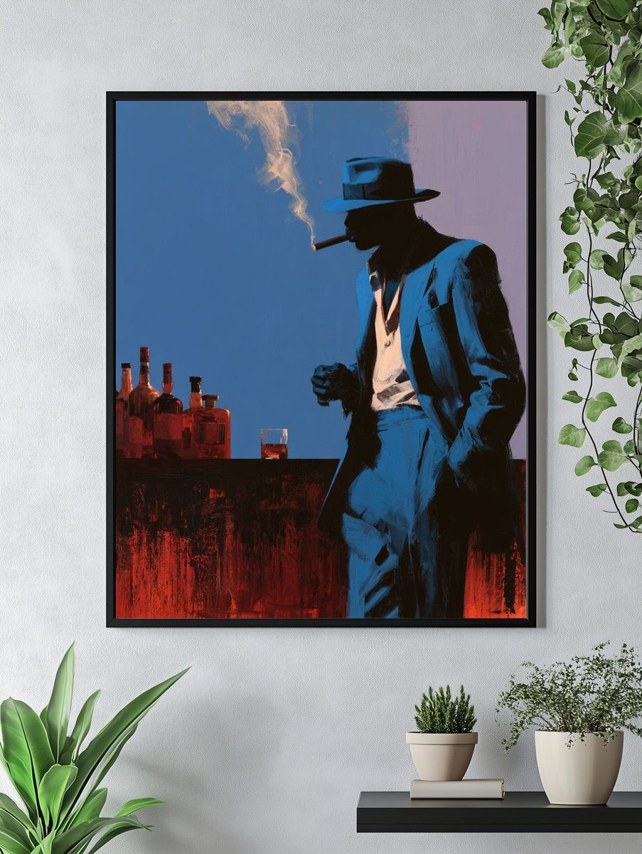 Blue Noir Cigar Lounge Poster. — room view 4