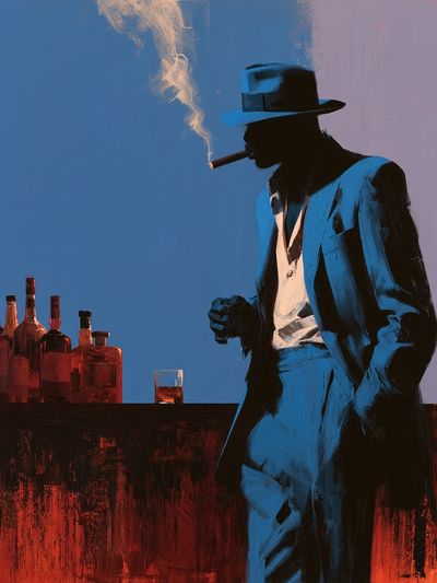 Blue Noir Cigar Lounge Poster. poster