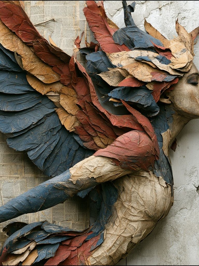 Textured Winged Woman Illustration Poster. poster detail