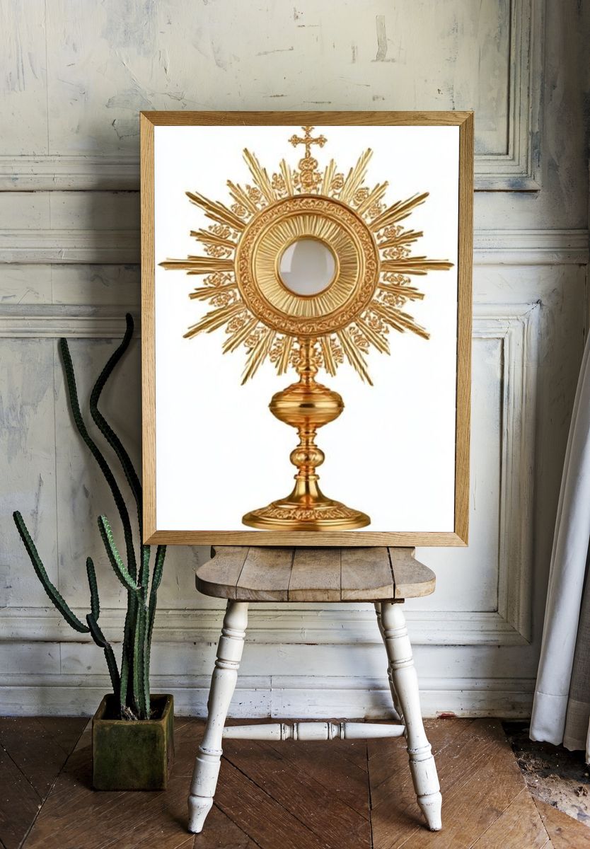 Golden Monstrance Religious Print. — room view 1