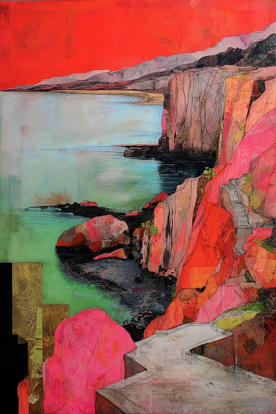 Cliffside Coastline Contemporary Print. poster detail
