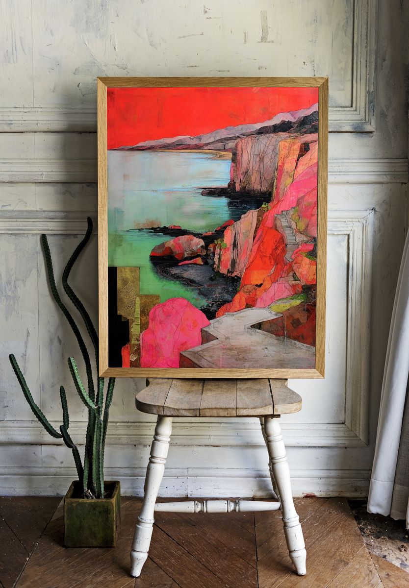 Cliffside Coastline Contemporary Print. — room view 1