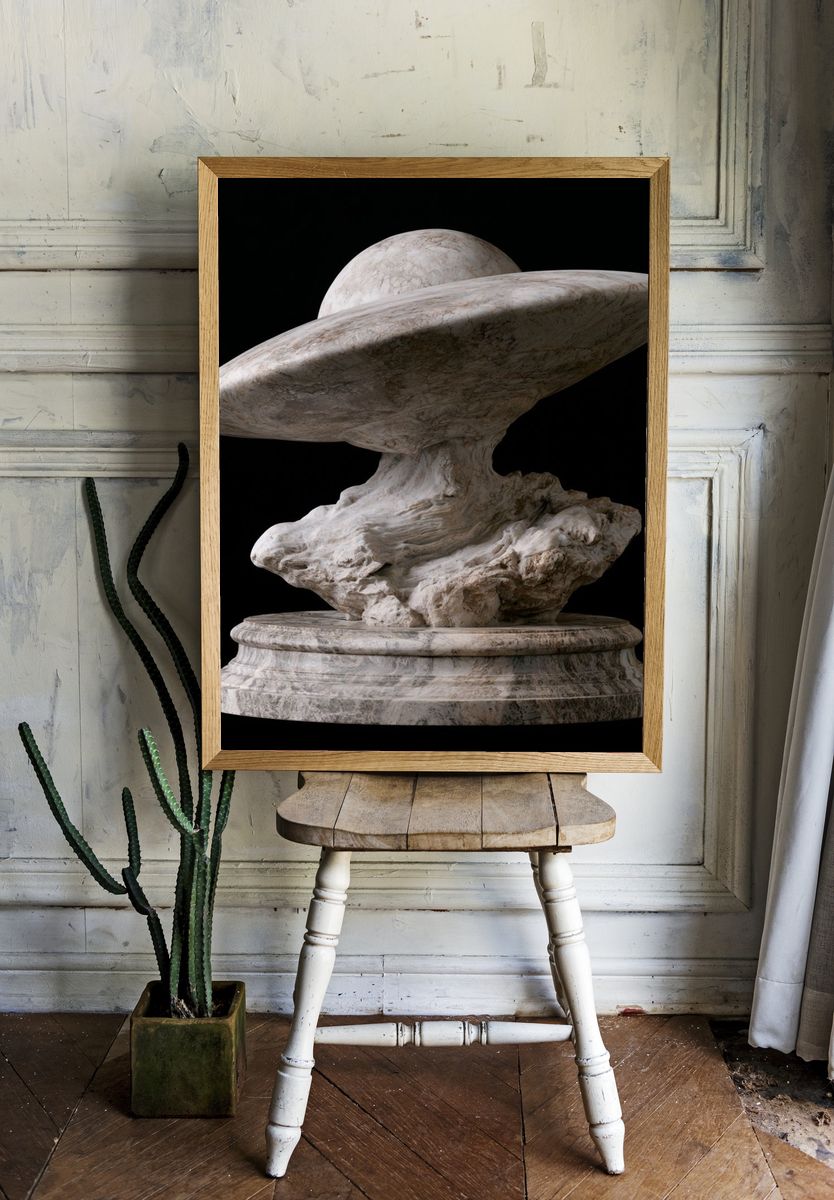 Marble UFO Sculpture Print. — room view 1