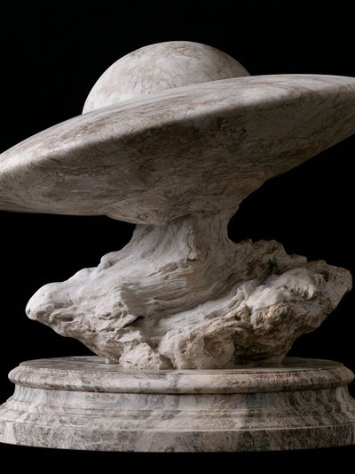 Marble UFO Sculpture Print. poster