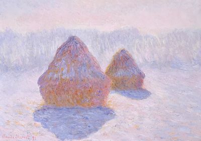 Haystacks (Effect Snow Sun) (1891). poster print