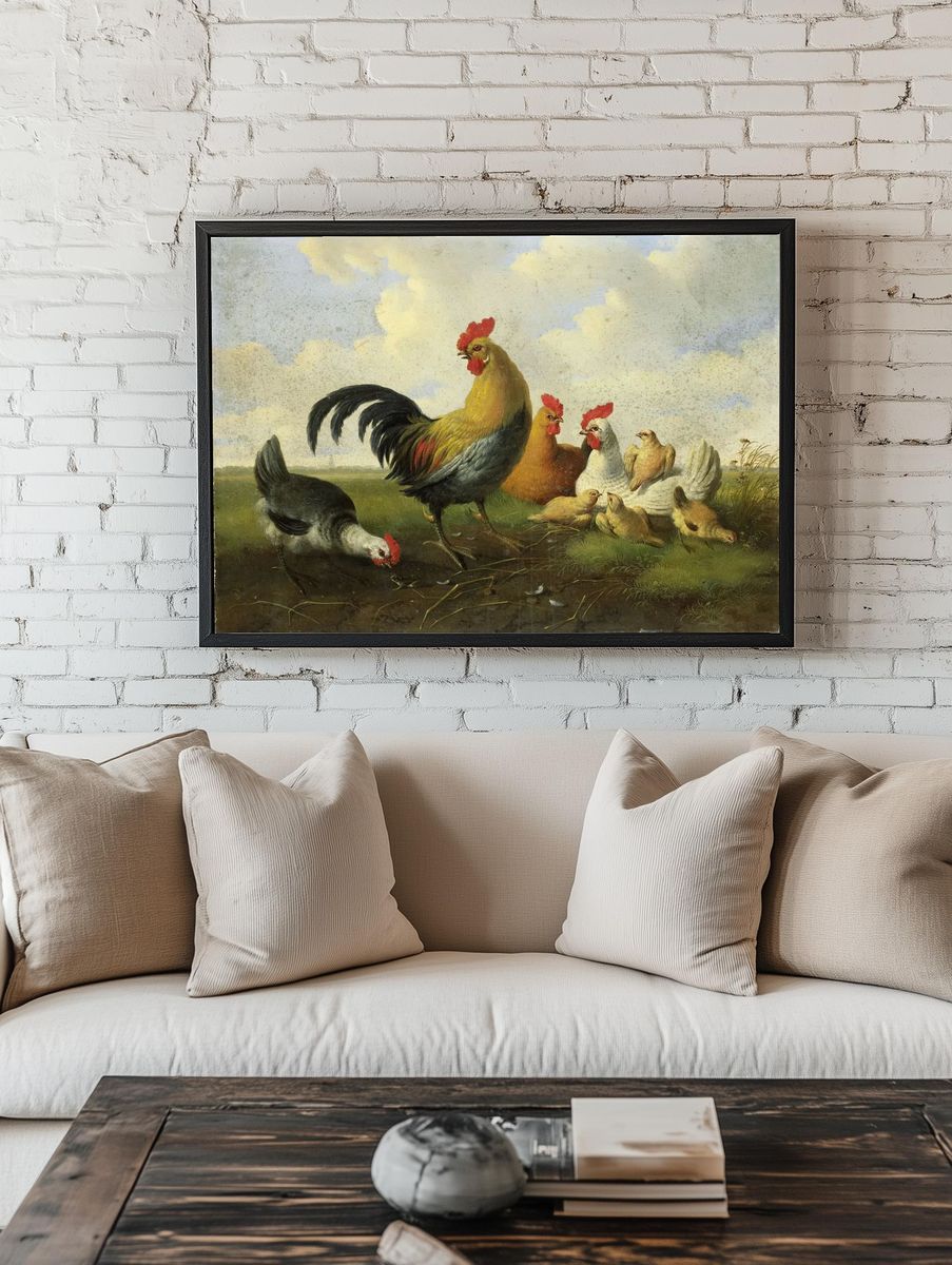 Farmyard Chickens — Fine-Art Print. room preview