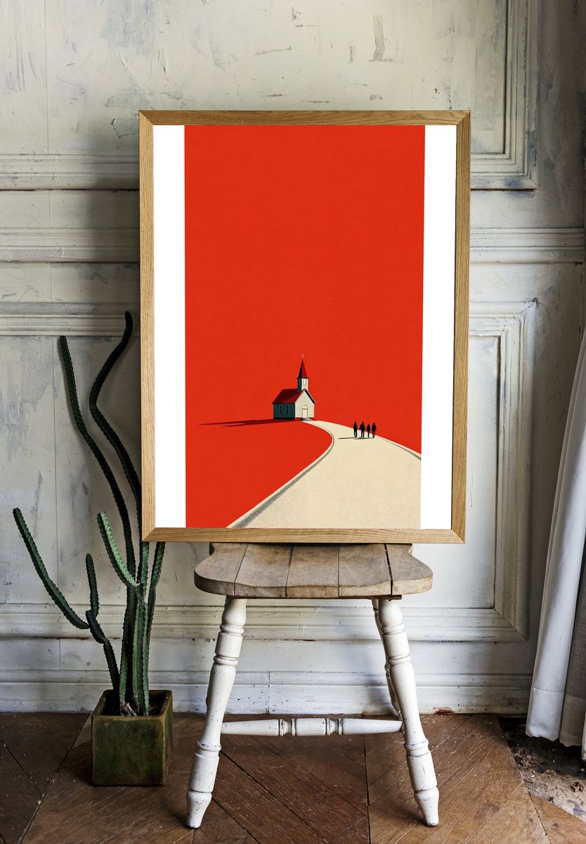 Red Chapel Landscape Poster. — room view 1
