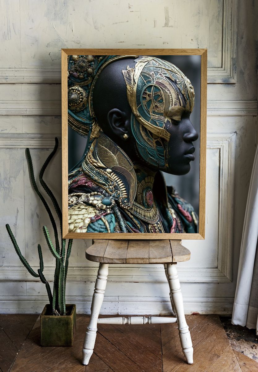 Ornate Tribal Portrait Print. — room view 1