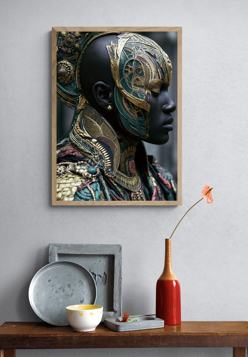 Ornate Tribal Portrait Print. — room view 3