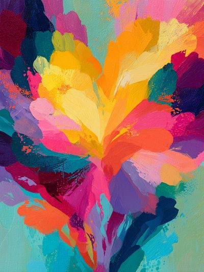 Vibrant Floral Burst Abstract Print.