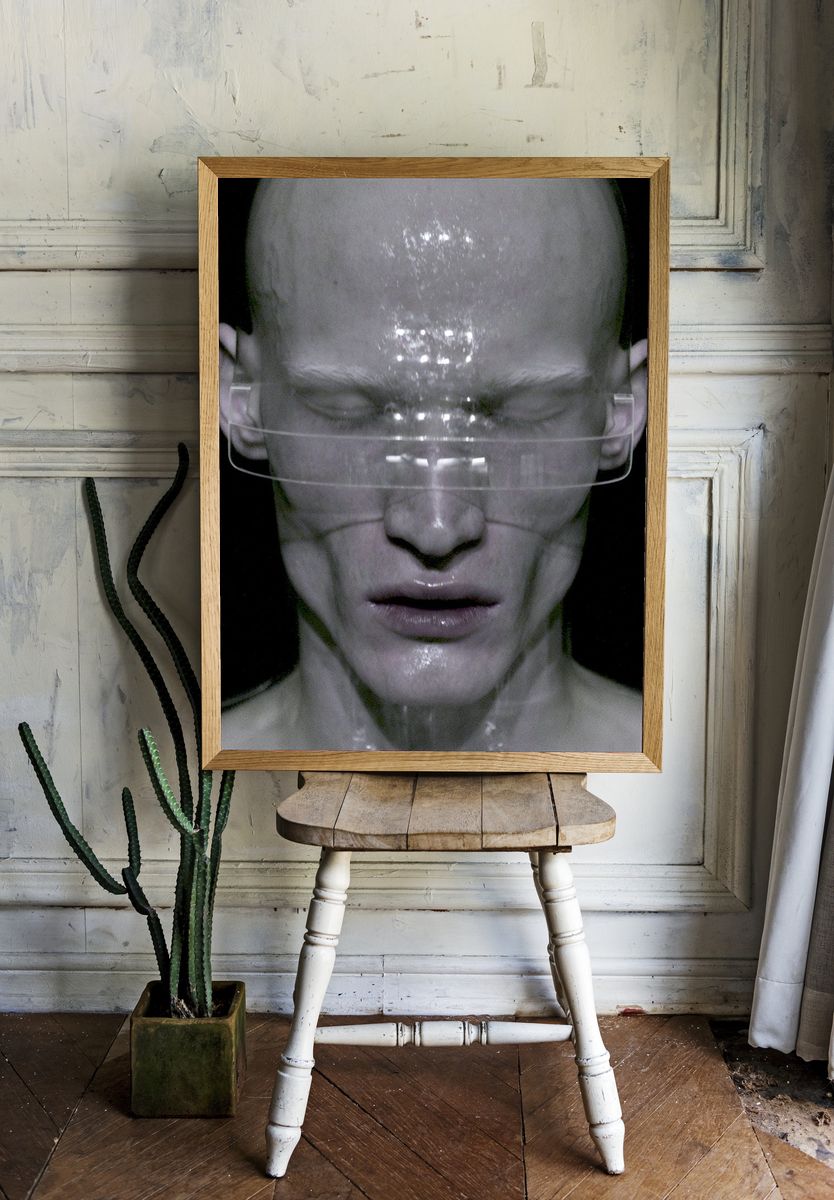 Surreal Cybernetic Portrait Print. — room view 1